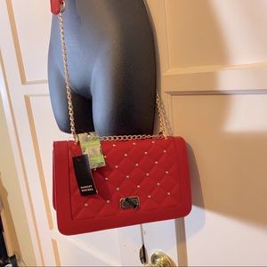 Badgley Mischka Red Crossbody Square Studs NWT